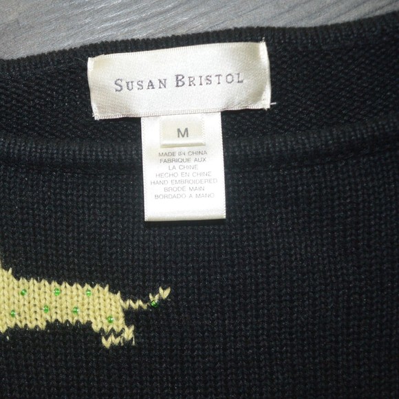 Susan Bristol Puppy Dog Dogs Embellished Pullover Sweater Medium - Picture 3 of 9